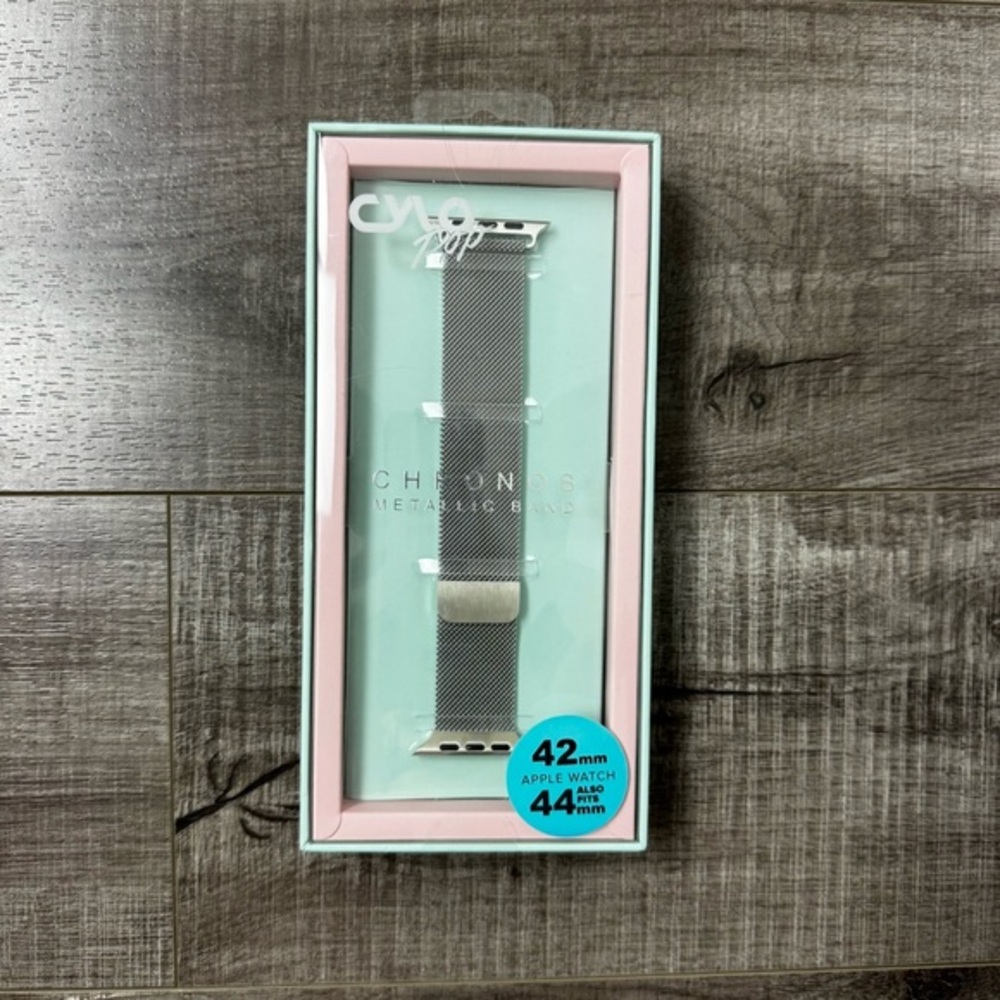 Cylo Pop Chronos Metallic Band Silver for Apple Watch 42mm/44mm NIB